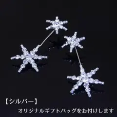 《在庫限りラスト1》スター 星 六芒星 二連 ラインストーン シルバー L039