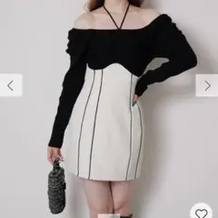 バイカラーラインドッキングワンピース