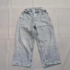 キッズデニムワイドパンツ 130cm 子供用ライトブルーデニムワイドパンツ