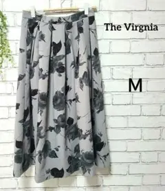 【美品】The Virgnia ロングフレアスカート　花柄　グレー　シック　38