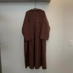 ネストローブ nest Robe コットンラミー切替シャツワンピース ブラウン