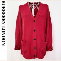 美品 バーバリー ロンドン カーディガン カシミヤ アウター 上着 赤 ニット