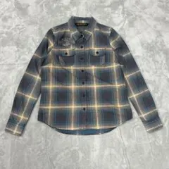 ハーレーダビッドソン レザー調 ラバー立体ロゴ刺繍チャックシャツ S レディースのサムネイル