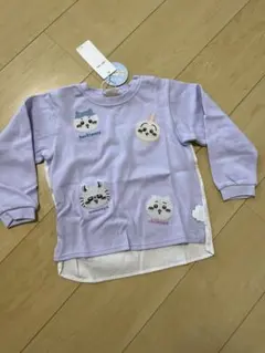 【新品】プティマインちいかわ 刺繍トレーナー パープル　100cmのサムネイル