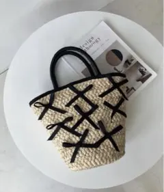 かごバッグ カゴバッグ リボン付きバケツトートバッグ アズノゥアズプラス