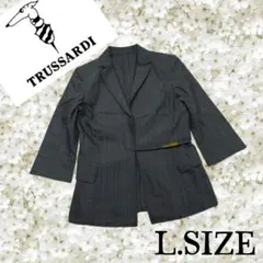 060〚TRUSSARDI〛ストライプ柄 テーラードジャケット Lサイズのサムネイル