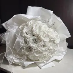 ROOM ワンホンブーケ 50本 ホワイトローズ アートフラワー 花束 薔薇