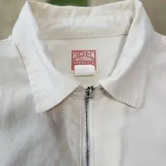 HINSON ホワイト ジップアップシャツ Mサイズ　コットン