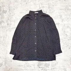 柄シャツ ペイズリー 長袖シャツ M ネイビー シティボーイ カジュアル y2k