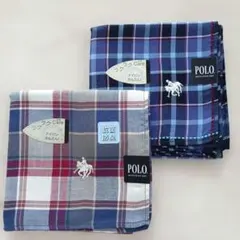 POLO ハンカチ 2枚セット チェック柄 抗菌防臭のサムネイル