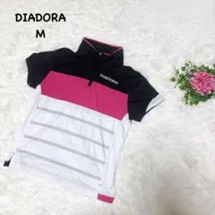 ディアドラ M ハーフジップ スポーツシャツ テニス　ゴルフ　洗える　ストライプのサムネイル