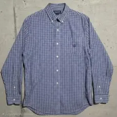 CHAPS チャップス 長袖チェックシャツ L ストレッチ イージーケア 青