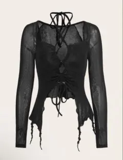 SHEIN シアー レースアップ トップス Y2K
