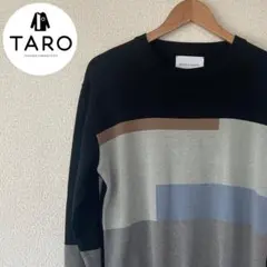 ADAM ET ROPE セーター ブラック×グレー カラーブロック M