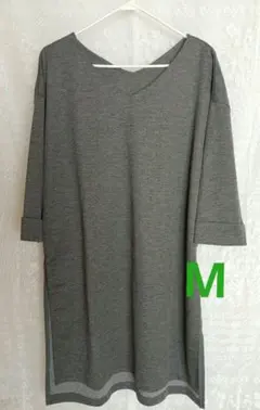グレー チュニック 五分袖 M