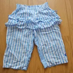 フリル付き青白ストライプハーフパンツ