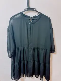 シースルーシャツ ブラック M シアーシャツ 夏服 春服 レイヤード 古着