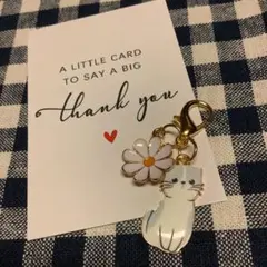 猫 チャーム グレー アクセサリー キーホルダー