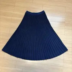 ⭐︎準礼装にも⭐︎INDIVI ネイビー ニットプリーツロングスカート 裏地付き