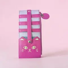 猫の顔デザイン ピンク カードケース