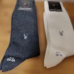 PLAYBOY ダークグレーと アイボリー リブ編みソックスのサムネイル