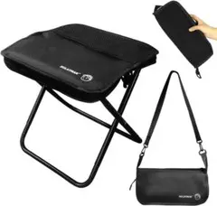 ■【収納バッグ一体型】折りたたみアウトドアスツール ブラック 耐荷重130kg0のサムネイル