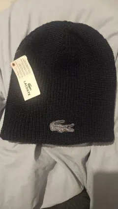 LACOSTE リバーシブルニット帽 ネイビー タグ付き 新品