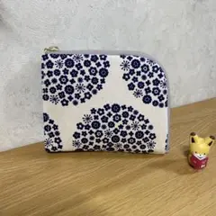 小花柄　コンパクト財布　コイン入れ　小銭入れ　L字ファスナー　ハンドメイド