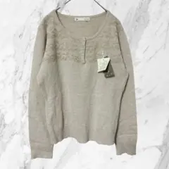 maple feel メープルフィール ニット セーター 長袖 アンゴラ 刺繍