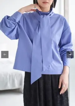 【新品タグ付き】seven dot Ribbon Blouse - BLUE