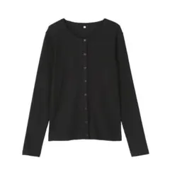 なめらかリブ編みクルーネック長袖カーディガン　無印良品