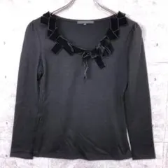 ANAYI レトロ トラッド モード 古着 ベロアリポン 長袖ニットトップスのサムネイル
