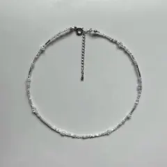 クリアビーズネックレス　チョーカー風ネックレス