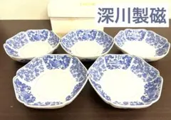深川製磁　花鳥唐草　深皿揃　5枚　セット　箱付き　有田焼　皿　深皿　宮内庁御用達のサムネイル