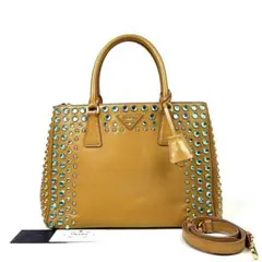 【美品】プラダ　カナパ　ハンドバッグ　2WAY　ショルダーバッグ　ビジュー　革