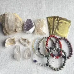 天然石福袋③パワーストーン　クラスター　ブレスレットなど15点セット