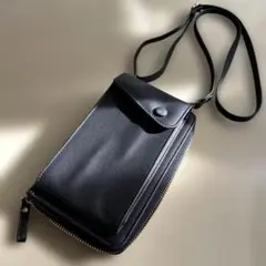 新品未使用タグ無しスマホショルダーバッグ黒フェイクレザーレディースメンズ長財布