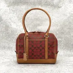COACH Bag Sig Canvas Bowler Burgundy Tan - メルカリ