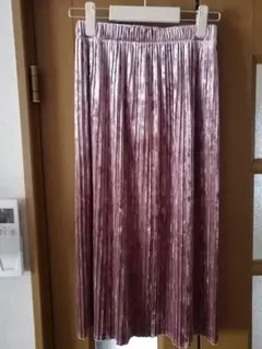 GU クラッシュベロア プリーツスカート Mサイズ ピンク