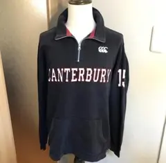 メンズ【美品 カンタベリー】紺 XL トラックジャケット 刺繍 アップリケ ロゴ
