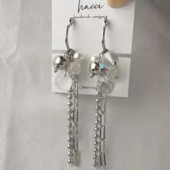 #451 じゃらじゃらボール×チェーン フープピアス/イヤリング変更可能