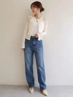 Lily Brown レース切替カーディガン ホワイト F きれいめのサムネイル