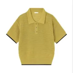 GU 透かし編みポロセーター 半袖 [344248] イエロー Sサイズ