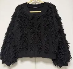 JEANASIS ラメカットジャガードショートプルオーバー　ニット