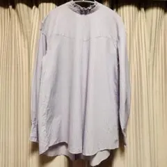 green label グリーンレーベル 薄紫 ストライプ フリル襟 長袖シャツ