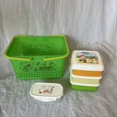 スヌーピー 3段弁当箱、タッパー、バスケットセット
