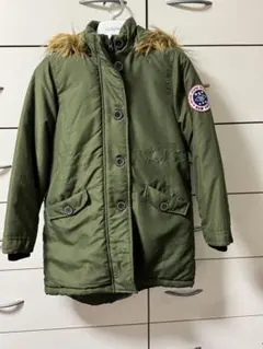オリーブグリーン フード付きコート