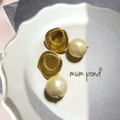 «No.028»ハンドメイド　ゴールドプレート　コットンパール