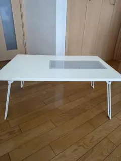 ホワイトセンターテーブル ガラス窓付き