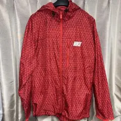 Nike ナイロンジャケット レッド 総柄 フード付き